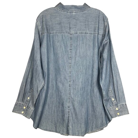 NEW Talbots Denim Chambray Shirt 2X Blue Button Front Long Sleeve Plus Size - Picture 5 of 7